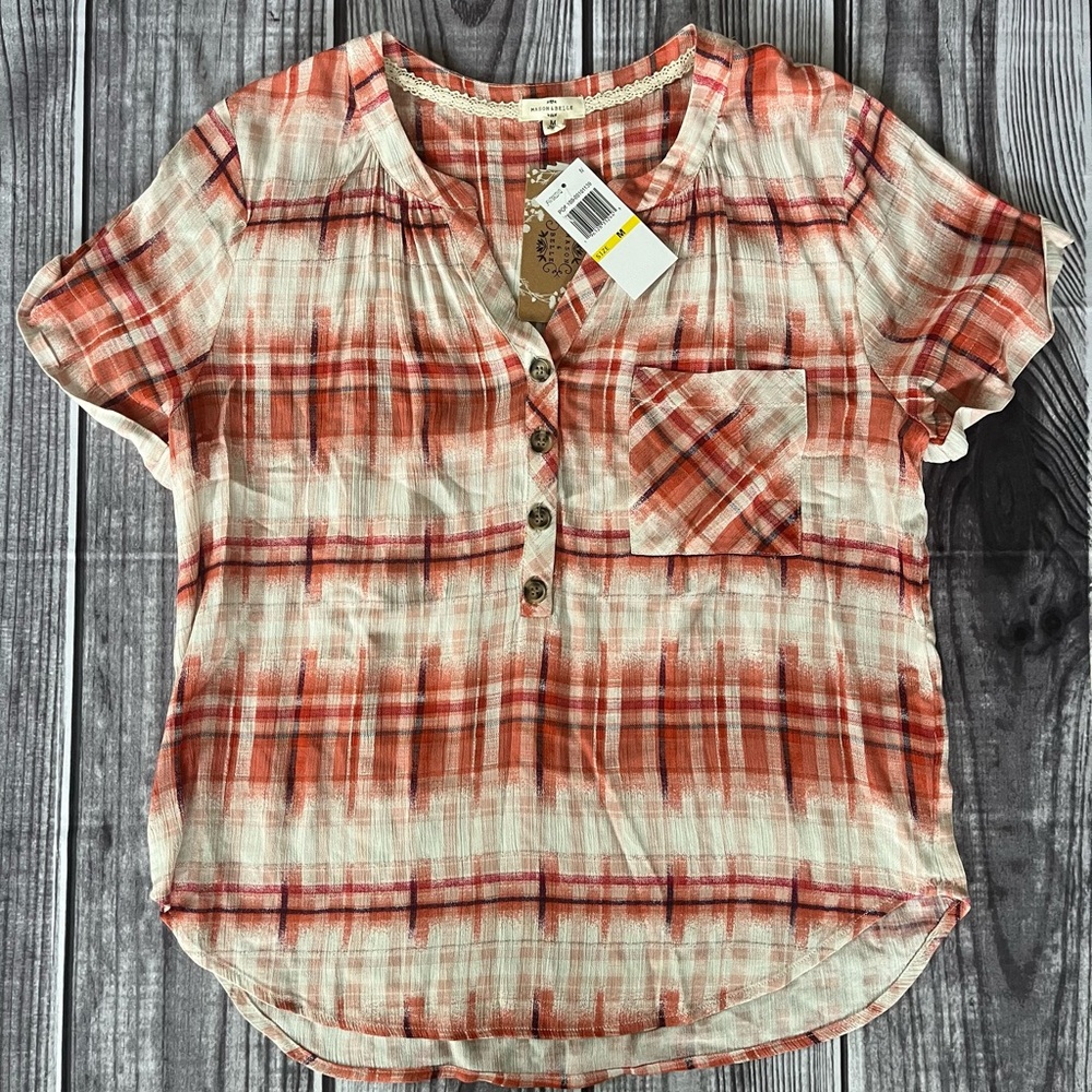 Women’s Mason & Belle short sleeve blouse, size M, NWT